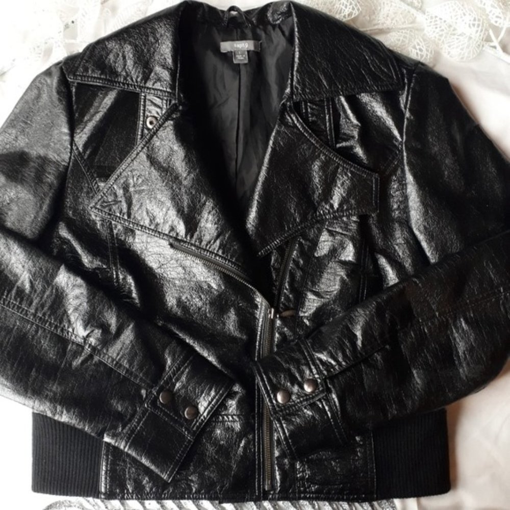 Rue21 Faux Patent Leather Bomber Zip Jacket Large